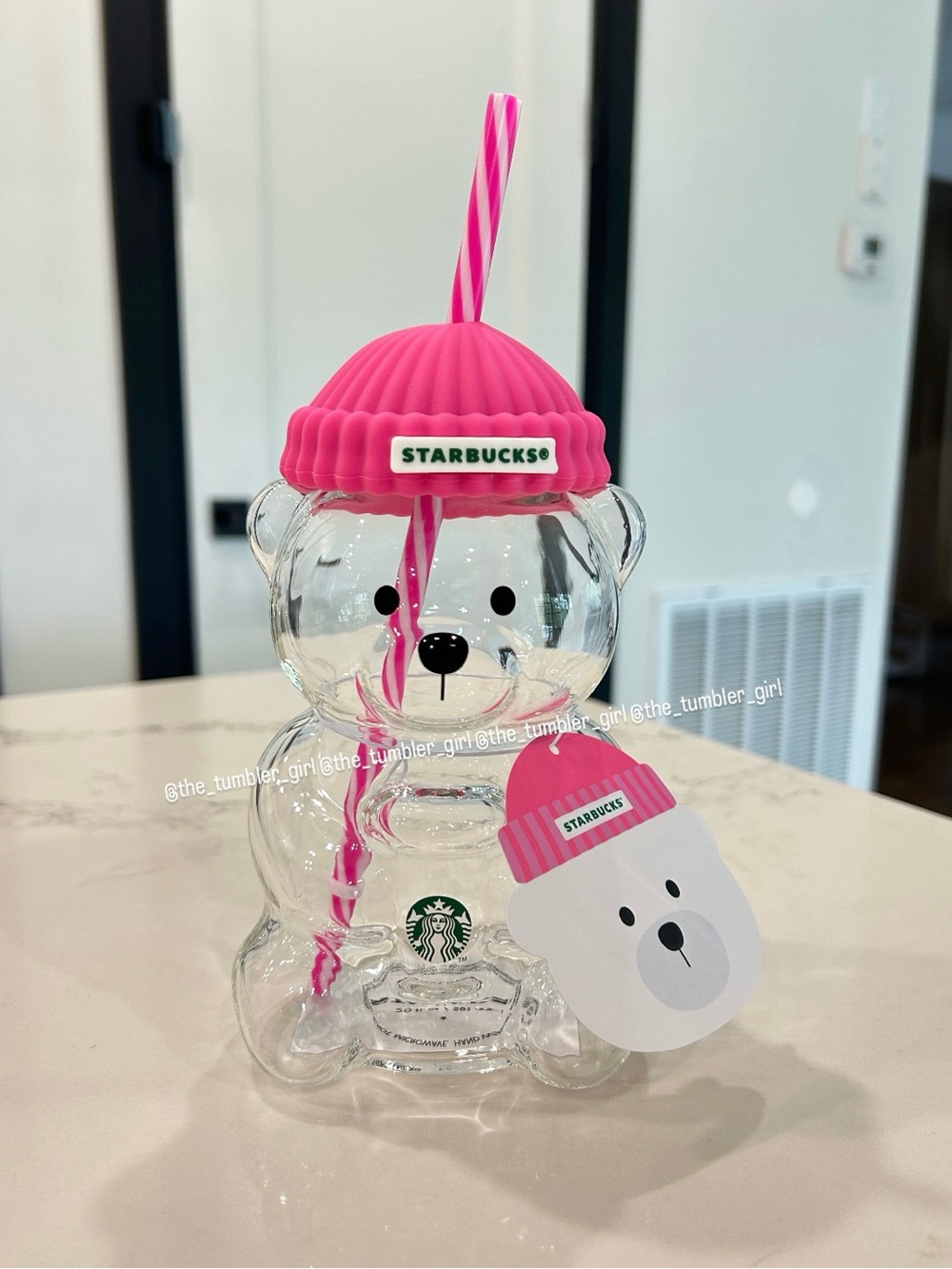 Starbucks Korea Barbie Pink Bearista Glass Cold Cup AUTHENTIC